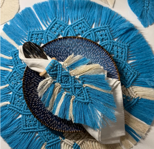 Grand napperon en macramé, sous-verres en macramé, décor de table en macramé, porte-serviettes en macramé - Product Image 4