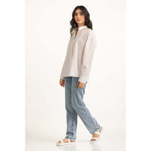 เสื้อเชิ้ตผ้าป๊อปลินลำลองสำหรับผู้หญิง ปกเสื้อแบบอสมมาตร ปักลายเรขาคณิต ประดับลูกไม้และเลื่อม เหมาะสำหรับใส่ทำงาน ไซส์ XL 4XL รุ่น WM-CS-SS25-517 - Product Image 5