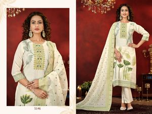 Nuevo 3 piezas tradicional indio señoras boda desgaste diseñador Kurti pantalón Dupatta puro algodón Jequard mano trabajo mujeres - Product Image 6