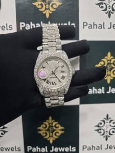 Montre de luxe entièrement automatique VVV en diamant moissanite sertie de diamants, avec affichage - Product Image 3