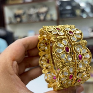 Elegant High <b>Gold</b> Openable Two <b>Set</b> Of <b>Bangles</b> Wedding And Functions Occasions Wear Collection Women And Girls - Product Image 1