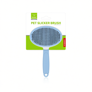Brosse ovale autonettoyante à picots fins pour chien et chat, avec manche monocolore, pour l'élimination des poils morts – Vente en gros pour fabricants de produits de toilettage pour animaux - Product Image 2