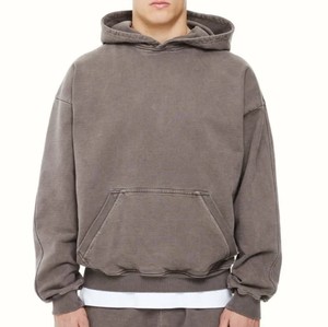 Sweat à capuche personnalisé à épaules tombantes avec poches pour homme Pull-over oversize Sweat-shirt lourd 100% coton pour l'hiver - Product Image 3