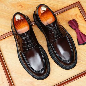 Chaussures en cuir pour hommes Derby de haute qualité, nouvelle collection britannique rétro, respirantes, décontractées, première couche de cuir de vache - Product Image 3