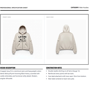 เสื้อฮู้ดดี้ผู้ชาย น้ำหนัก 500 กรัม ผ้าโพลีเอสเตอร์/คอตตอน เฟรนช์เทอร์รี่ ทรงหลวม แบบครอป 3 มิติ สำหรับงานปัก เสื้อพูลโอเวอร์ ฤดูหนาว - Product Image 6