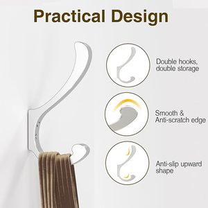 Large <b>Wall</b>-Mounted Chrome Coat <b>Rack</b> Aluminium Coat Hanger for Clothing Keys Bags Hats-for Office Use With Wood Brass Materials - Product Image 5