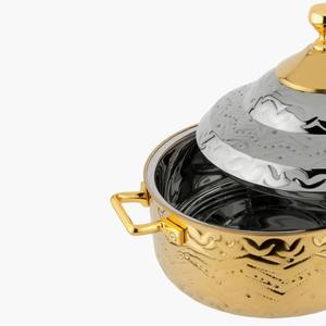 Cazuela de diseño dorada y plateada con mango elegante, olla caliente elegante para cocina moderna, comedor y uso decorativo de La India - Product Image 3