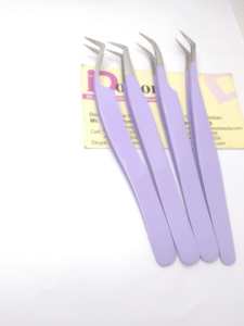 Fabricación de pinzas para pestañas Acero sostenible Personalizar Color púrpura Recubierto 45 grados Volumen curvo Pinzas de extensión injertadas - Product Image 3