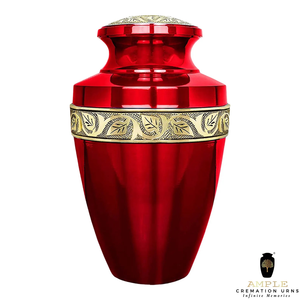 Urne funéraire rouge pour hommage éternel fabriquée à la main Urne commémorative en aluminium enduit Meena de qualité supérieure pour les cendres humaines - Product Image 3