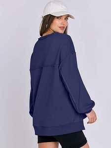 Women's Oversized Sweatshirts Long Sleeve Henley Button Down Pullover Hoodies Tunic <b>Tops</b> 2025 Trendy Fall Clothes 2025 Fashion - Product Image 5