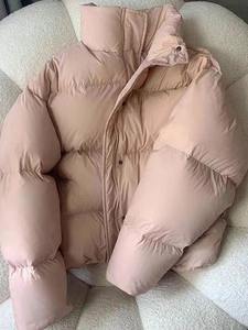 Women's Y2K Winter Warm Puffer Jacket Parka Hood Short Coat Breathable Canvas Outwear Sheep Skin Leather <b>Cotton</b> <b>Padded</b> Outdoor - Product Image 3