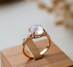 Último diseño, conjunto de bisel de plata 925, anillo de cristal de piedra lunar chapado en oro rosa, uso diario de alta calidad, fiestas de boda a la moda - Product Image 4