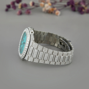 Reloj de moissanita de forma cuadrada Hip Hop con movimiento de cuarzo de Plata de Ley 925 sólida de corte brillante completamente helado - Product Image 4