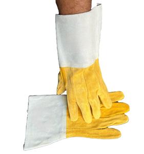 Guantes de soldadura de cuero de vaca resistentes al calor de abrasión resistente OEM Diseño dividido ignífugo para guantes de seguridad de soldadura Mig - Product Image 1