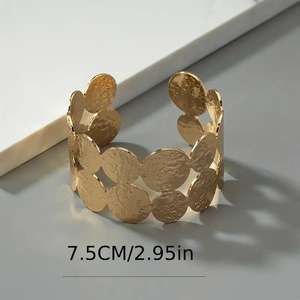 สร้อยข้อมือเครื่องประดับแฟชั่นกำไลข้อมือสแตนเลสสำหรับผู้หญิงอินเทรนด์ทอแบบเปิด18K ชุบทองไม่เสื่อมเสียกันน้ำ - Product Image 2