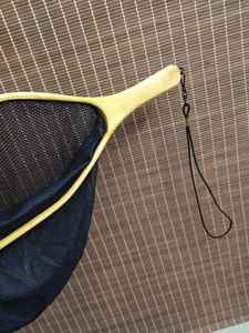 Pêche à la mouche épuisette manche en bois cadre attraper et libérer filet Portable léger en caoutchouc filet de pêche filet à truite - Product Image 3