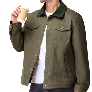 Covered Button Newly Arrived Cotton Breathable <b>Long</b> Sleeves Canvas <b>Men's</b> <b>Jackets</b> <b>Man</b> <b>Jackets</b> <b>Jacket</b> for <b>man</b> - Product Image 4
