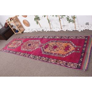 Classique bohème rose Orange Patchwork tapis turc 3.1 X 10.8ft Viscose laine matériel Latex rectangulaire couloir tapis de chevet - Product Image 1