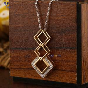 Colgante de diamante de corte brillante redondo TDW 0,23 con cadena de oro amarillo certificado/no certificado Diamante Cvd Joyería de diamantes - Product Image 2