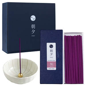 Set de Regalo de Incienso de Baja Humidificación [Varillas de Incienso de Flor de Cerezo Sakura + Porta Incienso de Loto Blanco] - Product Image 2