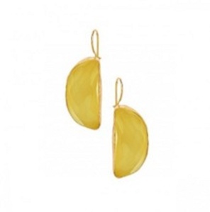 มาใหม่สีเหลือง Chalcedony พลอย925เงินสเตอร์ลิงครึ่งดวงจันทร์รูปร่างต่างหู - Product Image 1