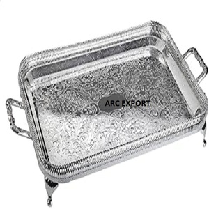 Bandeja pulida brillante de Metal de acero inoxidable de Metal dorado creativo Bandeja para servir desayuno y almuerzo para uso en hoteles y restaurantes - Product Image 3