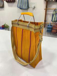 Sacs de shopping extra-larges, durables, en nylon recyclé, tissés, écologiques, réutilisables, à rayures, avec poignées, personnalisables, fermeture éclair - Product Image 4