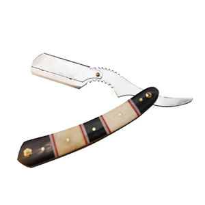 มีดโกนพร้อมใบมีดคมธรรมชาติควายฮอร์นด้ามจับกระดูกสำหรับโกนหนวดและตัดผม - Product Image 2
