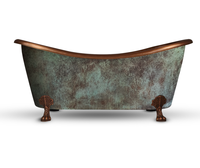 Baignoire en cuivre de luxe fabriquée à la main Baignoire autoportante à finition patine verte pour spa moderne, hôtel ou maison Design en cuivre pur