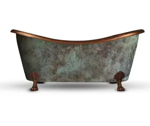 铜手工浴缸独立式铜抛光外观设计师新款浴缸纯铜现代豪华酒店浴缸
