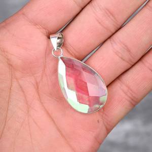 Colgante de Topacio Místico, Plata de Ley 925, Colgante de Piedra Preciosa Hecho a Mano, Collar de Joyería, Regalo para Ella, Joyería de Topacio Místico - Product Image 4