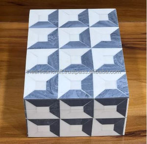Handmade White and Grey Rectangular Jewelry <b>Box</b> Unique Bone Inlay <b>Keepsake</b> for Home Table Decor - Product Image 6
