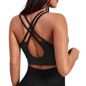 Sujetador deportivo inalámbrico para mujer al por mayor, personalizado, sin costuras, transpirable, de alto soporte, con tirantes cruzados y espalda hermosa - Product Image 4