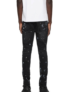 Men's Stacked Distressed <strong>Jeans</strong> Custom Graphic Washed Finish Streetwear <strong>Denim</strong> Pants OEM/ODM <strong>Urban</strong> Fashion Brands - Product Image 2