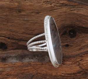 925 argent Sterling Agate pierre précieuse bague à la main trois couches bande Style classique cadeau de mariage unisexe pierre naturelle Artisan - Product Image 4