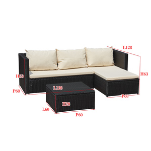 Set di Divani da Giardino Moderni Bergen III in Poliestere Nero e Beige per Uso in Magazzino - Product Image 3