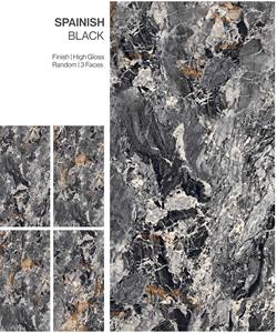 CARREAUX EN PORCELAINE ESPAGNOL NOIR FINITION HAUTE BRILLANCE - Product Image 1