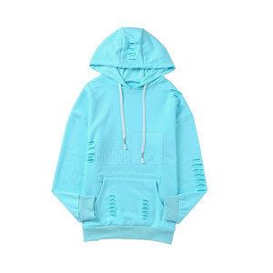 Nuevas sudaderas con capucha desgastadas de algodón 100% con patrón sólido de moda para hombres Winter Street Wear Basics - Product Image 1