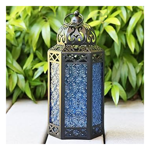 Decoración para el hogar y el exterior más demandada Estilo marroquí Linterna amarilla y marrón Linterna decorativa Linterna de metal colgante - Product Image 2