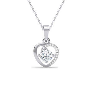 Compre Colgantes de Plata de Ley 925 de Primera Calidad para Mujeres y Niñas, Forma Geométrica de Corazón, Rodio con Topacio, Circonita, Diamante, en Caja - Product Image 1