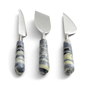 Ensemble de fromage argenté en métal le plus vendu avec poignée en marbre au design or et blanc pour les ensembles d'épandeurs de beurre de fromage de Table à manger - Product Image 5