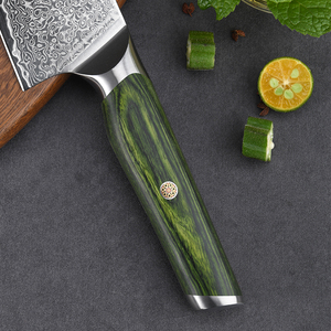 มีดเชฟเหล็กดามัสกัสด้ามจับสีเขียวคมบริการ OEM แบบสั่งทำ - Product Image 3