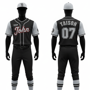 Uniforme de Béisbol para Hombre de Alta Calidad, 180 GSM, Poliéster, Jersey Rojo con Botones, Pantalones Blancos con Ribete en Contraste, Logotipo Personalizado en Tela Tackle Twill - Product Image 3