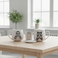 Tasse à thé en porcelaine durable avec couvercle et anse, 350 ml, style nordique, infuseur pour thé en vrac, qualité alimentaire, sans BPA, compatible lave-vaisselle et micro-ondes