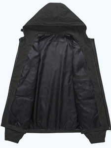 Veste coupe-vent légère pour homme avec capuche et col montant, idéale pour l'automne, avec logo sur le devant - Product Image 2