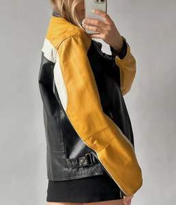 Venta caliente Mujeres Moda Biker Chaqueta de cuero Nueva moda Mujer Chaqueta de cuero genuino Chaqueta de cuero a prueba de viento - Product Image 2