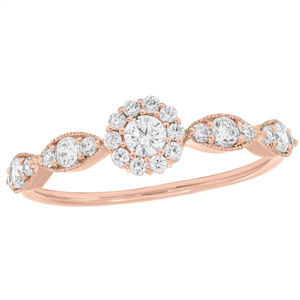 Bague de fiançailles Halo diamant Moissanite 0.50 carats pour femme Bagues diamant or massif ou argent sterling - Product Image 4