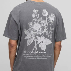 2025 Men's Premium Quality Oversized <b>100</b>% Cotton Summer Streetwear T-Shirt Customized Floral Print Best Quality <b>Yarn</b> Dyed Long - Product Image 1