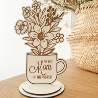 Pot Bunga Kayu Model Terbaru dengan Logo Custom, Cetak UV/Emboss/Letterpress, Bingkai Foto 2 Warna Delarchi untuk Hari Ibu