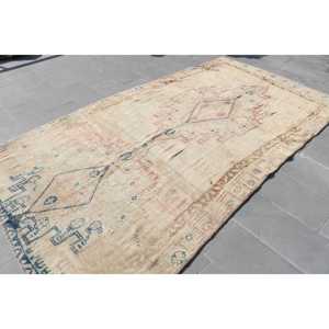 พรมตุรกีขนาดใหญ่ 5.6x7.3 ฟุต พรมวินเทจ พรมลายสีน้ำตาลแบบนามธรรม - Product Image 4